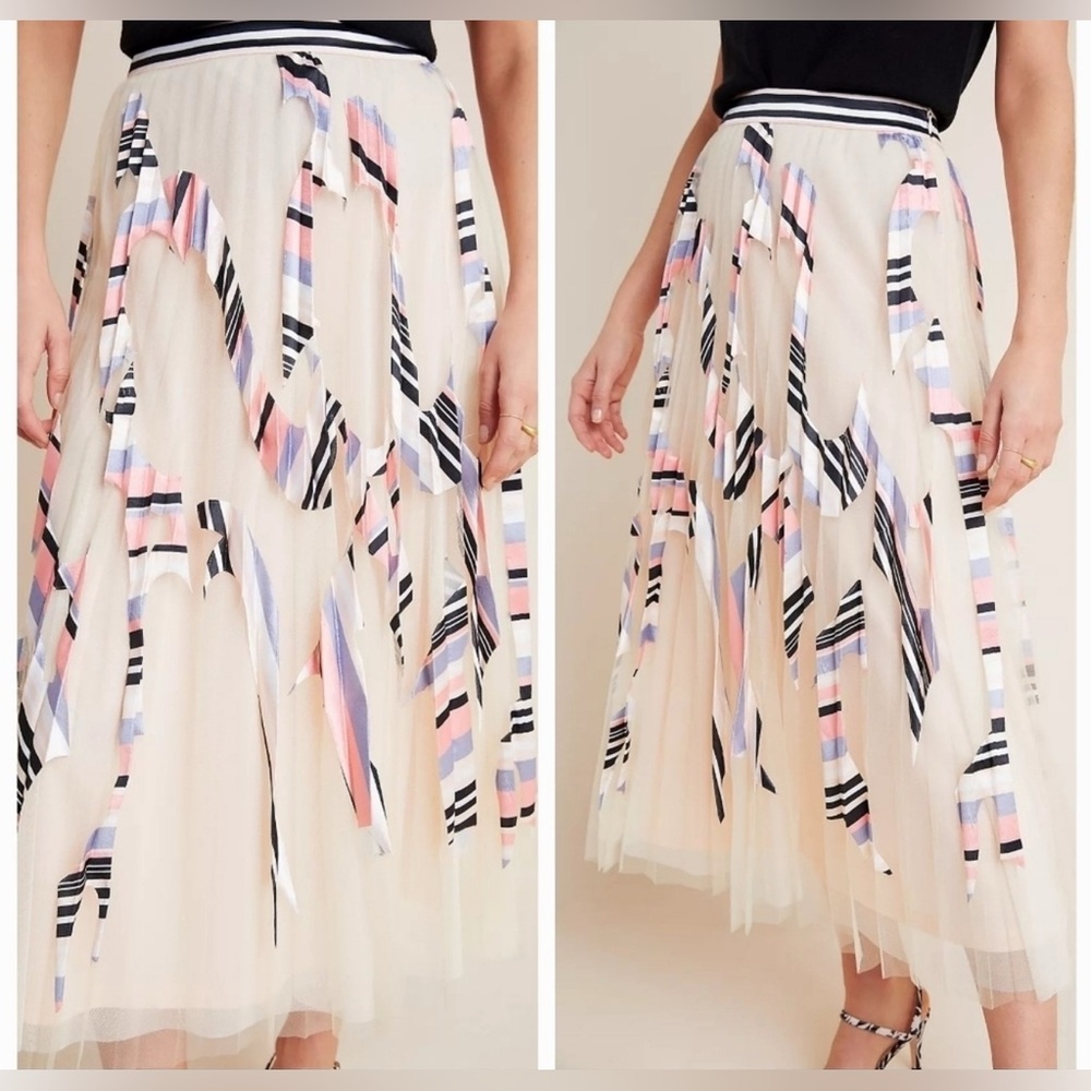 Anthropologie Geisha Designs Tulle Midi Skirt, Med